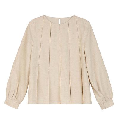 sdeerOL风圆领压褶拼接宽松上衣