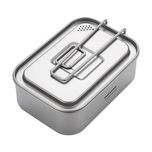 纯钛饭盒方形饭盒户外露营加厚便当盒家用钛碗便携钛餐具钛饭盒