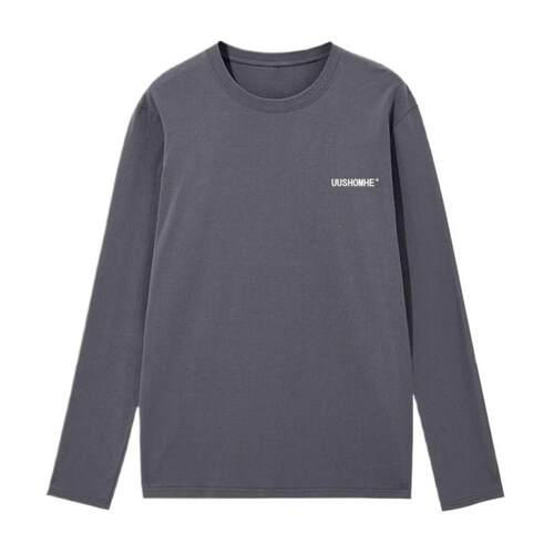 100%纯棉长袖T恤男夏季薄款透气吸汗圆领中老年爸爸装大码打底衫