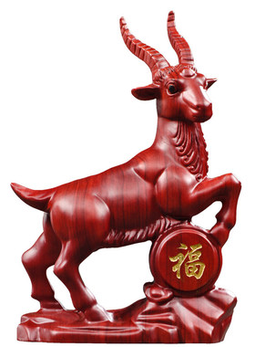 红木雕刻十二生肖羊摆件吉祥物