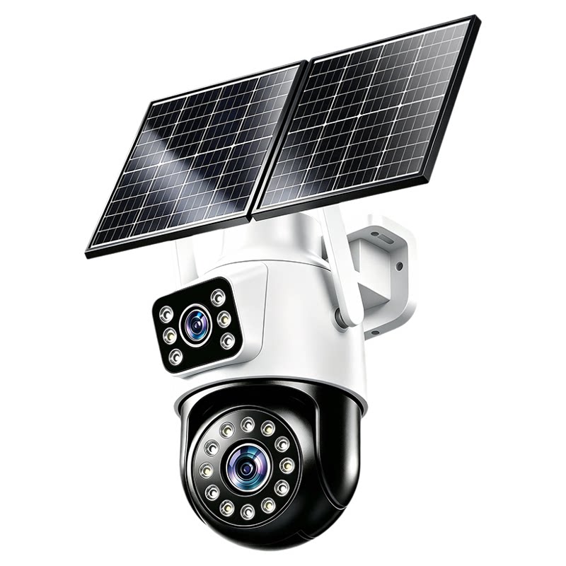 太阳能监控摄像头2026无电无网5G户外360度4K双摄全彩夜视防水