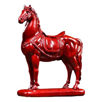 红色花梨木马摆件实木质马到成功