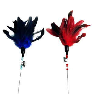 Zayn咱吖丨真の火鸡羽毛逗猫棒 长杆猫棒带铃铛 猫猫丰荣玩具日式