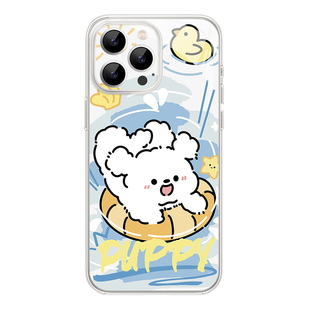 夏日冲浪小狗透明iPhone17promax苹果16小米15华为mate70新款opporeno14适用iqoo13荣耀400vivoX90情侣手机壳