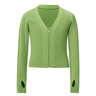 儿童舞蹈服秋冬季保暖针织开衫毛衣女童跳舞练功上衣体操形体套装