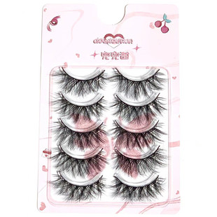 日系5D毛绒绒一片式整簇大眼假睫毛兜兜甜交叉网状浓黑密极细梗