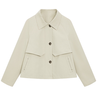 KBNE英伦风时尚短款小个子风衣女2026春季新款高级感休闲翻领外套