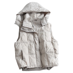 纯色宽松显瘦可拆卸连帽无袖保暖羽绒服外套休闲女装叠穿马夹Q226