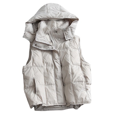 纯色宽松显瘦可拆卸连帽无袖马夹