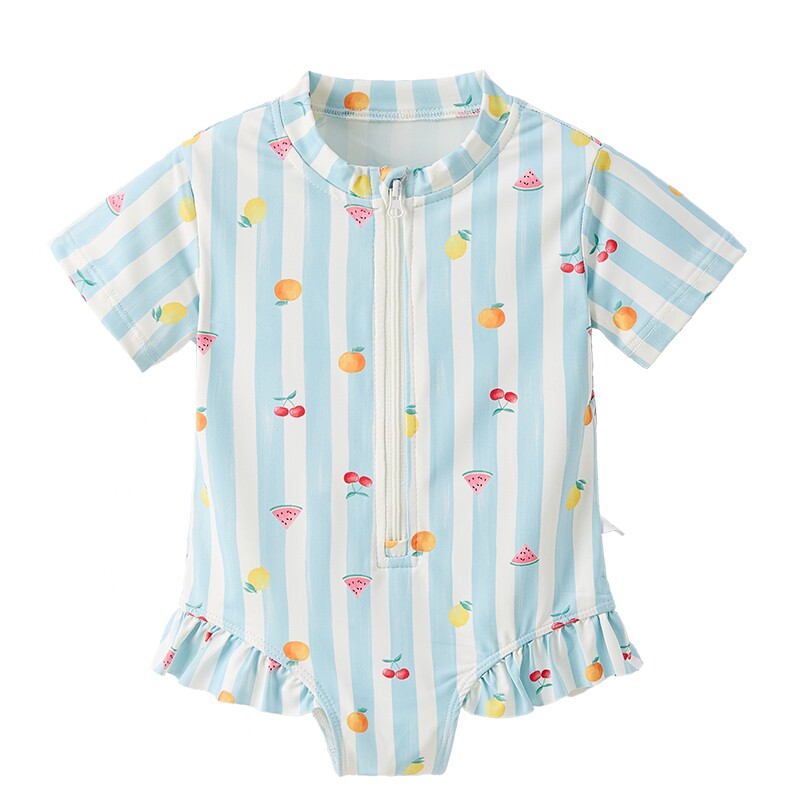 jellybaby女童连体泳衣夏季宝宝沙滩服速干小童泳装短袖儿童泳衣
