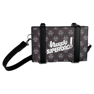 潮牌字母皮质盒子包ins风男高级感硬盒斜挎包韩版街头个性小方包