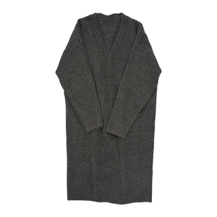 嘉茱莉新款长款针织开衫外套女宽松针织上衣V领中长款毛衣毛衫