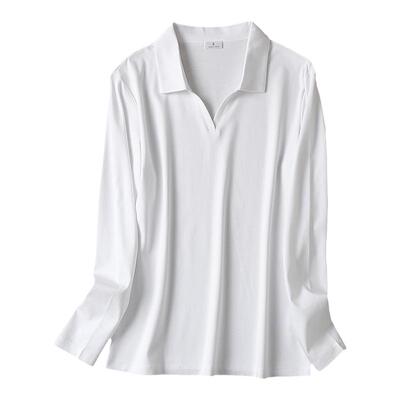 长袖淑女薄款纯色纯棉T恤女