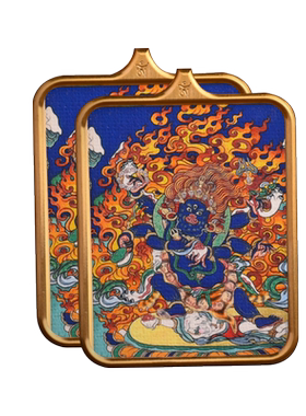 西藏唐卡大黑天吊坠六臂玛哈嘎拉项链本命年挂件嘎乌盒饰品礼物