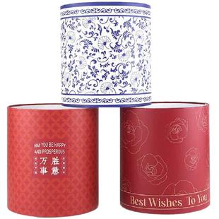 中国风年宵花套二抱抱桶青花瓷春节冬青尤加利福桶花桶空桶圆桶红