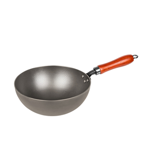 卢记钛锅锻打锤纹圆底小炒锅纯钛炒锅家用炒菜无涂层一人食大肚锅