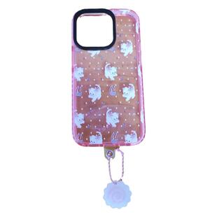 粉粉系粉色毛球猫咪适用iPhone17/16PLUS手机壳15卡通13少女挂件12苹果11pro防摔MAX小众78原创xsmax防摔