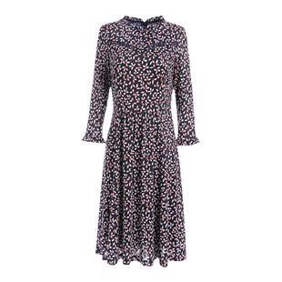 声雨竹官方旗舰专柜秋季新款连衣裙七分袖半高领套头甜美碎花裙子