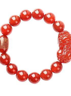 正品红玛瑙手串招财貔貅玉石手链