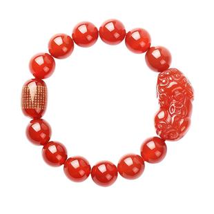 真品红玛瑙手串招财貔貅玉石手链女官方旗舰店本命年男款情侣饰品
