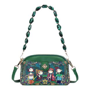 卡秀原创印花多隔层斜挎小包2025新款单肩手提女包随身手机收纳包