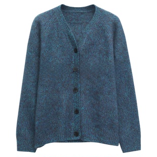 呈品三股加厚羊绒羊毛针织衫点子花纱高克重慵懒风拉绒开衫2025秋