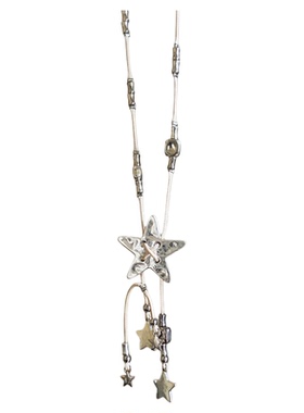 复古做旧银色编织星星项链女