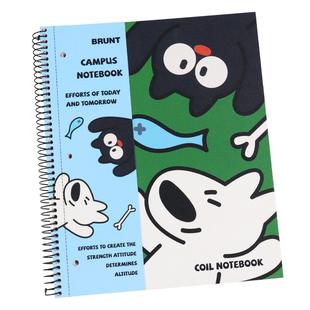 BRUNT主力美式线圈本A4笔记本本子萌宠黑宝高颜值螺旋分栏三孔可撕活页纸大学生英语单词本记账手账本记事本