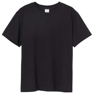 HM女装T恤春季宽松圆领柔软汗布棉质内搭红色上衣0963662