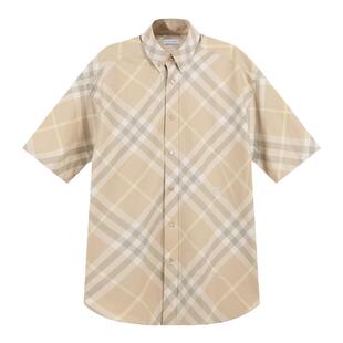 BURBERRY博柏利 男士棉质宽松大版型休闲短袖衬衫 8082478