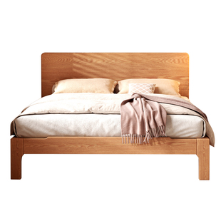 实木床薄靠背1米5单人床全实木床板纯实木原木床实木床榫卯结构