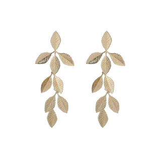 金叶子流苏耳环复古高级感树叶小众设计感长款耳坠秋冬金色耳饰女