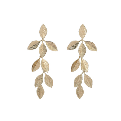 法式复古高级感树叶流苏耳环小众