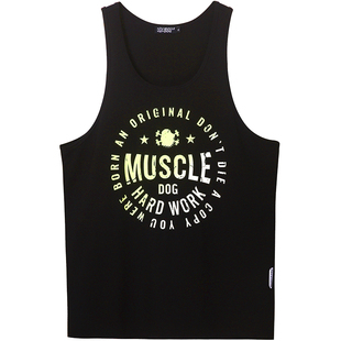 肌肉狗 工字运动背心男美式渐变印花宽松坎肩无袖训练服健身衣服