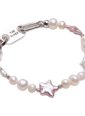 Riverine Adara「星语」五角星星巴洛克淡水珍珠手串S925银饰手链