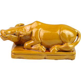 中式现代手工订制陶瓷卧牛黄牛水牛摆件卫生间厨房工艺品生肖摆件