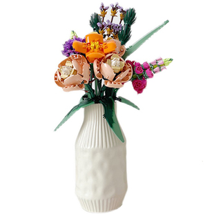 ins乐高花束花瓶lego10280积木玻璃居家桌面简约玫瑰花装饰品摆件