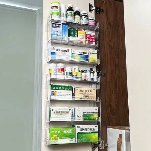 柜门内药品收纳壁挂分层架家用常备药膏输液药物置物架急救医药箱