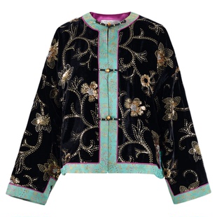 曼加塔【真丝·凤凰花开】早秋波嬉新中式真丝外套5052664