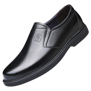 老人头皮鞋男款真皮男士商务休闲鞋软底一脚蹬透气男鞋中年爸爸鞋