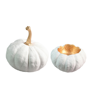 现代简约创意砂岩白色描金南瓜收纳果盘摆件样板间客厅装饰品摆设