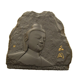 云冈文创礼品手工煤炭雕刻居家办公书房客厅桌面装饰云冈石窟摆件