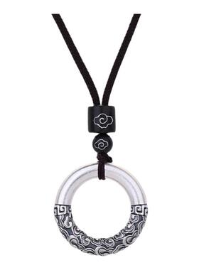 情侣款纯银祥云平安扣吊坠