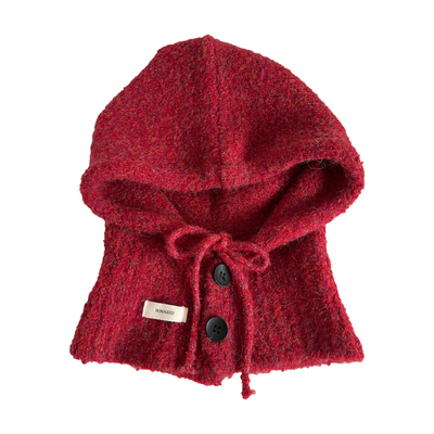 巴拉克拉法帽女冬韩系复古高级感保暖护耳帽子围巾一体红色毛线帽