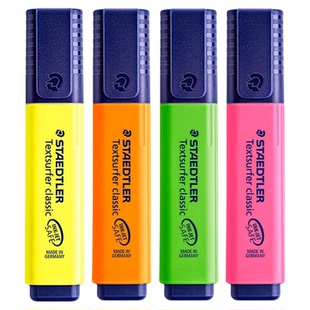 德国施德楼进口364荧光笔经典8色学生办公记号笔荧光标记笔10色划重点高颜值马卡龙色霓虹色STAEDTLER