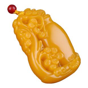 黄色玉花瓶吊坠 金丝玉平平安安花瓶玉牌男女款挂件项链玉坠