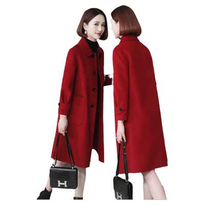 新款中长款双面绒羊毛外套女傲冬