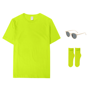 多巴胺糖果色彩色t恤女短袖套装宽松圆领班服姐妹闺蜜装聚会团体