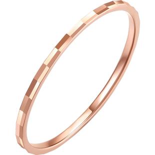 周六福18K金戒指女Au750玫瑰金素圈戒彩金多彩小指环女戒新年礼物