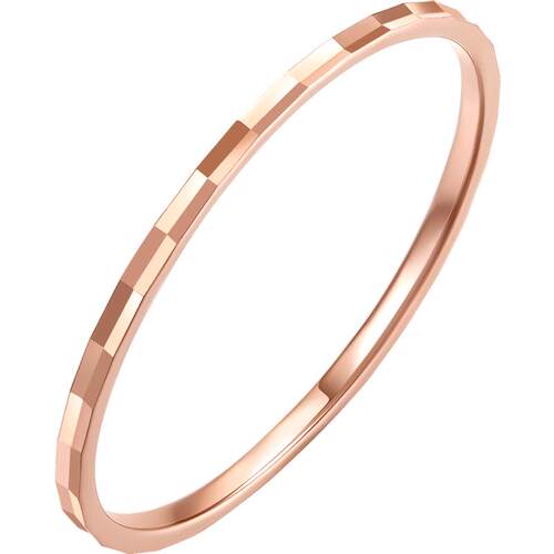 周六福18K金戒指女Au750玫瑰金素圈戒彩金多彩小指环女戒节日礼物